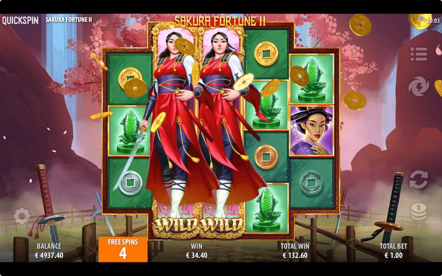 Begin The Feature On Sakura Fortune 2 Slot With Fixed Wilds Already In Place