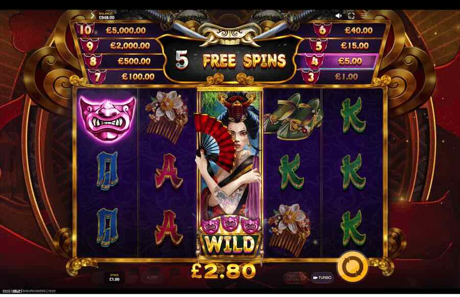 Sakura Masks Slot Free Spins Feature 