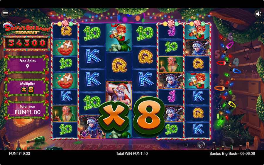 Play With Locked Reels And Modifiers During The Free Spins Feature On Santa's Big Bash Megaways Slot