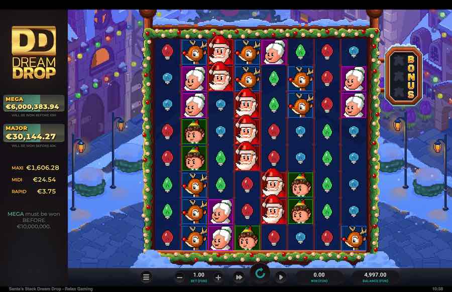 Win With Huge Clusters Of Symbols On Santa's Stack Dream Drop Slot