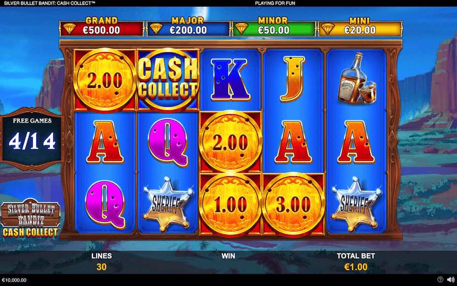 The Cash Collect Symbol Will Appear On All Reels During The Free Spins Feature On Silver Bullet Bandit Video Slot