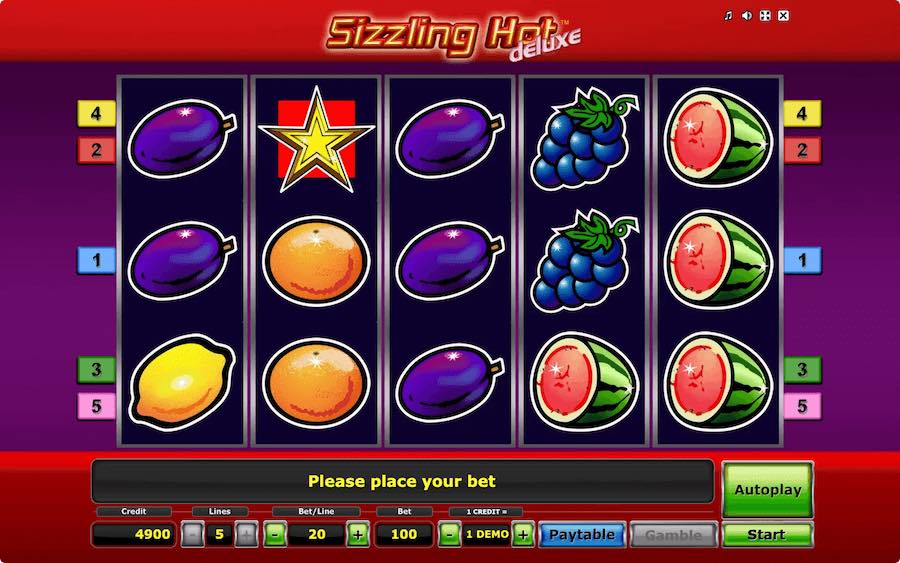 Play With 5 Reels, 5 Paylines, And Win Up To 5,000x Your Stake In Novomatic's Sizzling Hot Deluxe Online Slot