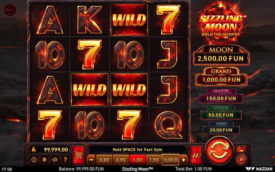 Play With 4 Reels, The Scatter Pays System, And Win Up To 2,500x Your Bet In Wazdan's Sizzling Moon Online Slot