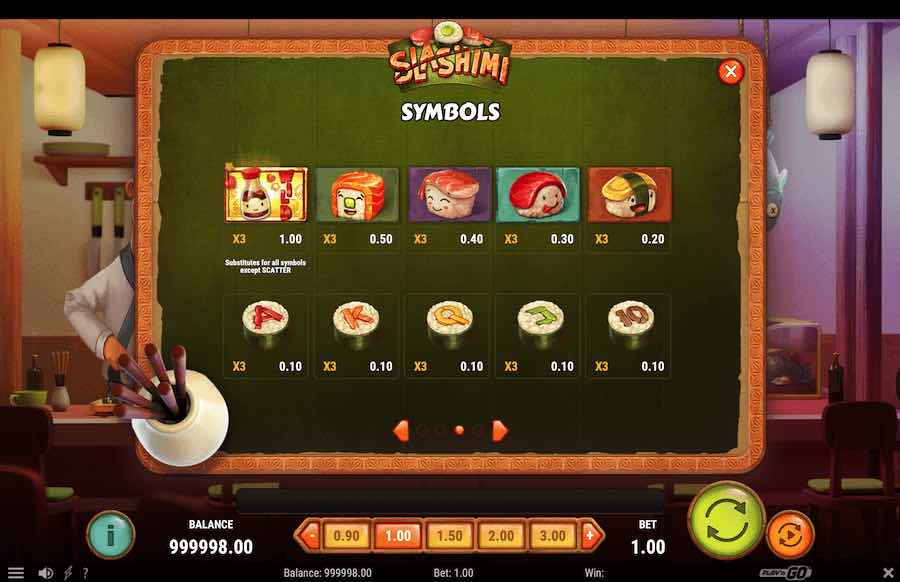 Slashimi Slot Paytable