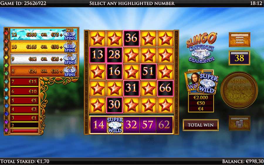 Play Across 12 Lines And Win Up To 10,000x Your Bet In The Slingo Da Vinci Diamonds Game From Provider Slingo Originals