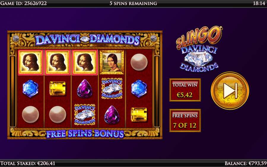 Reaching 8 Lines Or More Will Allow You To Exchange For The Free Spins Feature On Slingo Da Vinci Diamonds