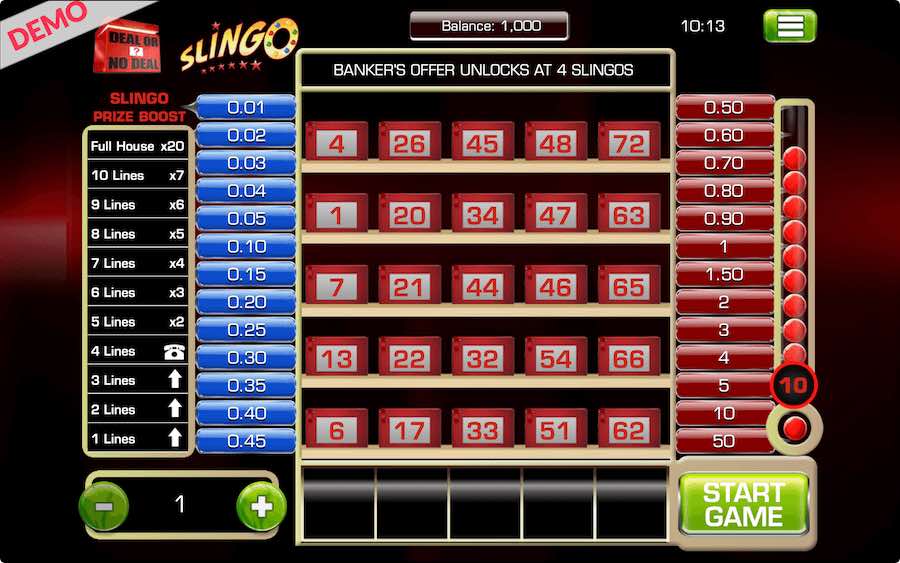 Play The Slingo Concept Across The Famous Deal Or No Deal Theme