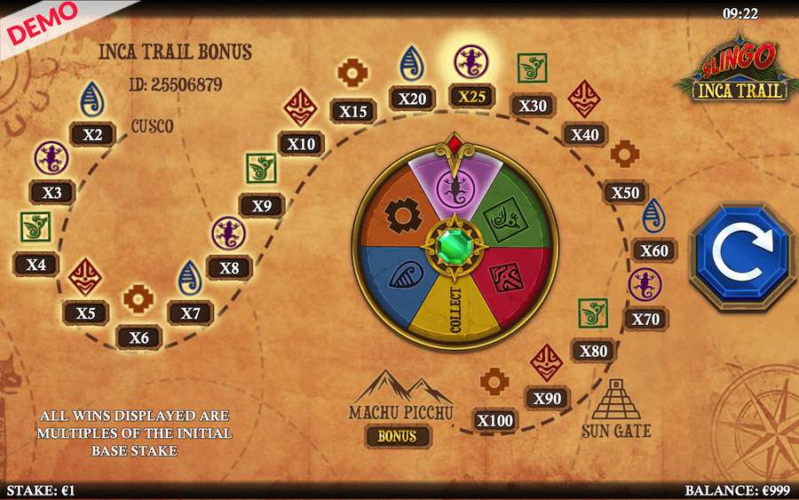 Reach Position 7, 8, Or 9 On The Inca Trail To Trigger The Wheel Feature And Win Multiplier Prizes