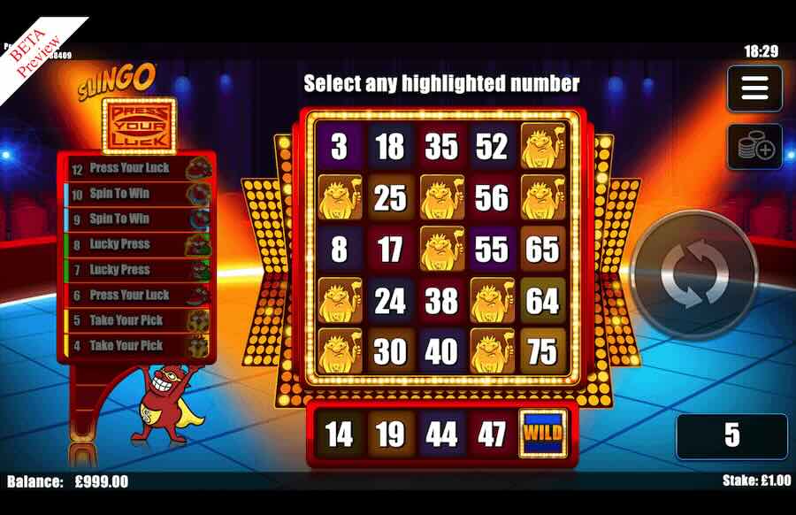 Slingo Press Your Luck Gameplay