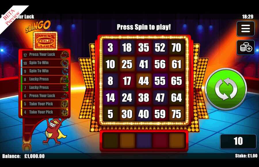 Slingo Press Your Luck