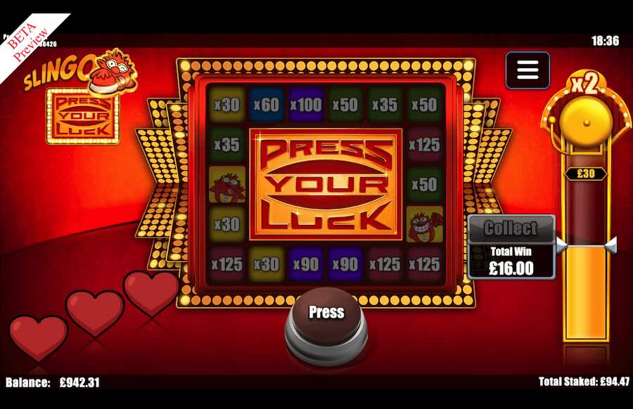 Slingo Press Your Luck Bonus Round