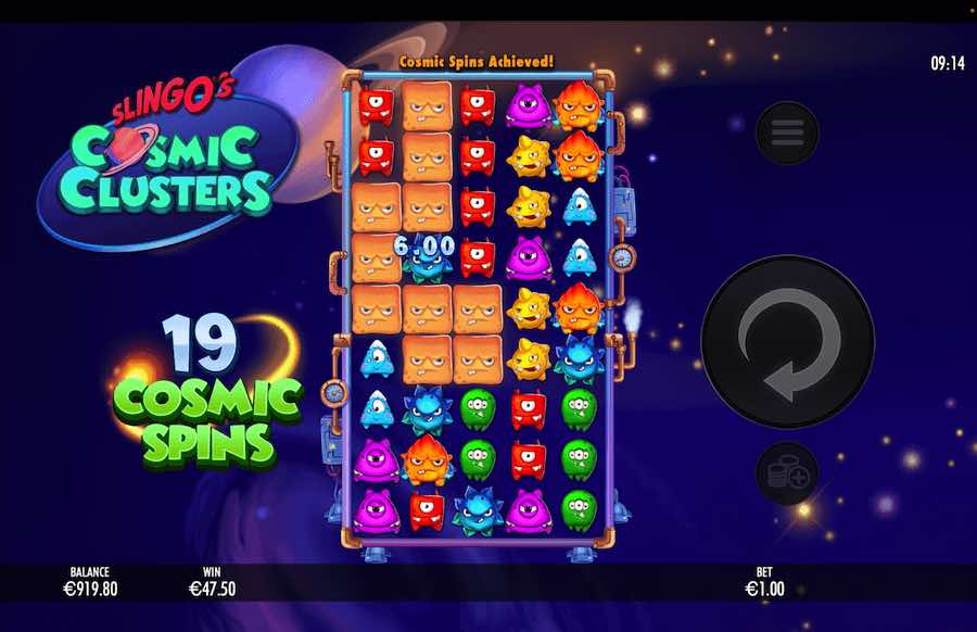 Slingo's Cosmic Clusters Free Spins Feature