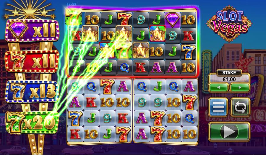 Trigger The Rainbow Wild Bonus On Slot Vegas Megaquads™ To Merge Two Reel Sets Together