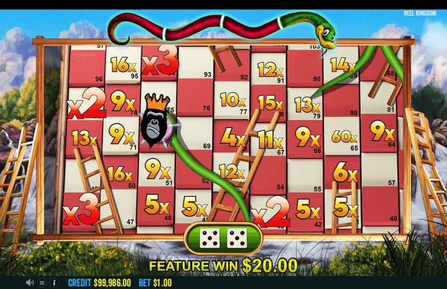 Landing A Minimum Of Three Scatter Symbols Will Trigger The Bonus Round On Snakes And Ladders Snake Eyes Slot 