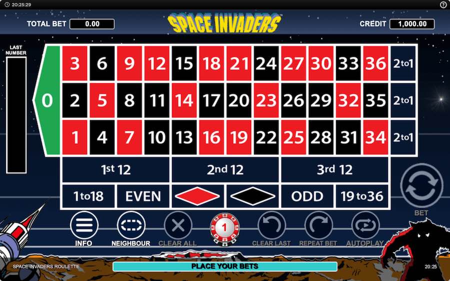 Place Bets On The Game Whilst Enjoying Classic Retro Imagery In Space Invaders Roulette Game