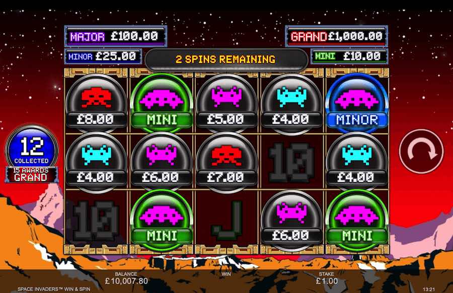 Space Invaders Win & Spin Bonus Feature