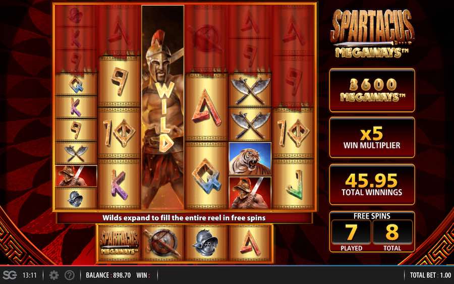 An Unlimited Multiplier And Expanding Wild Are In Play During The Free Spin Bonus On Spartacus Megaways™