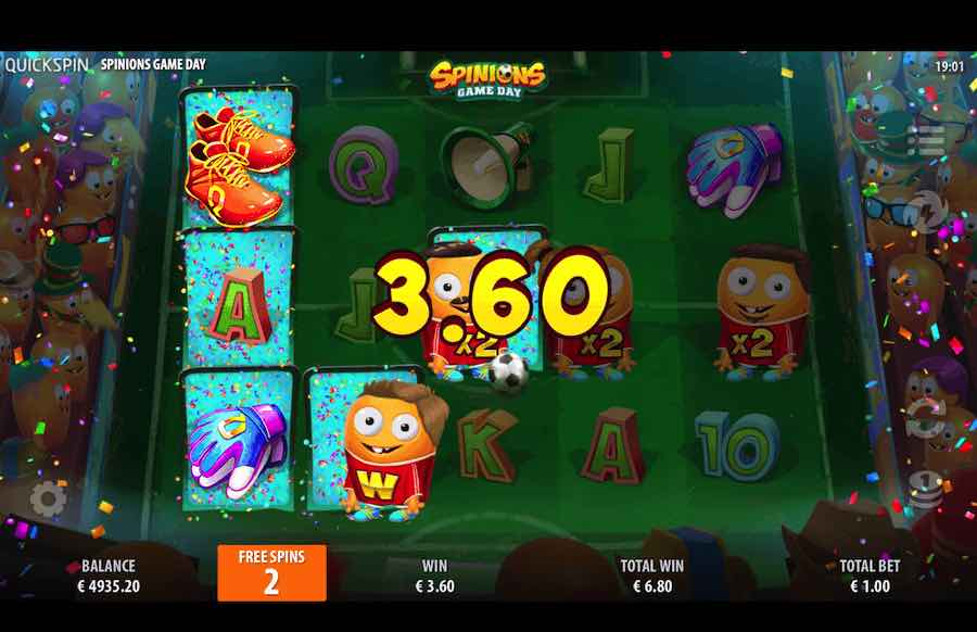 Land 3 Scatter Symbols And The Free Spins Feature Will Be Triggered On The Spinions Game Day Video Slot