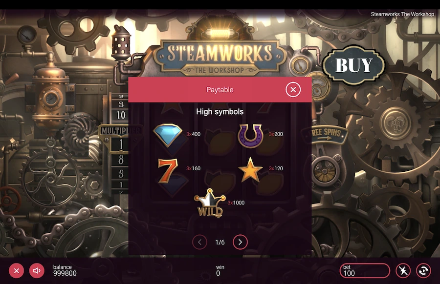 Steamworks slot paytable