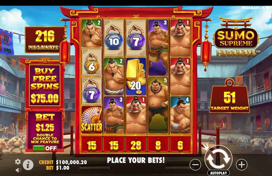 Sumo Supreme Megaways Slot Base Game