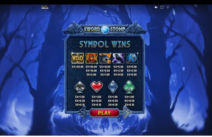 Sword Stomp Slot Paytable