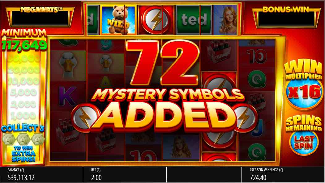 Ted Can Randomly Add Mystery Symbols To Both The Base Game And During The Free Spin Bonus On Ted Megaways™