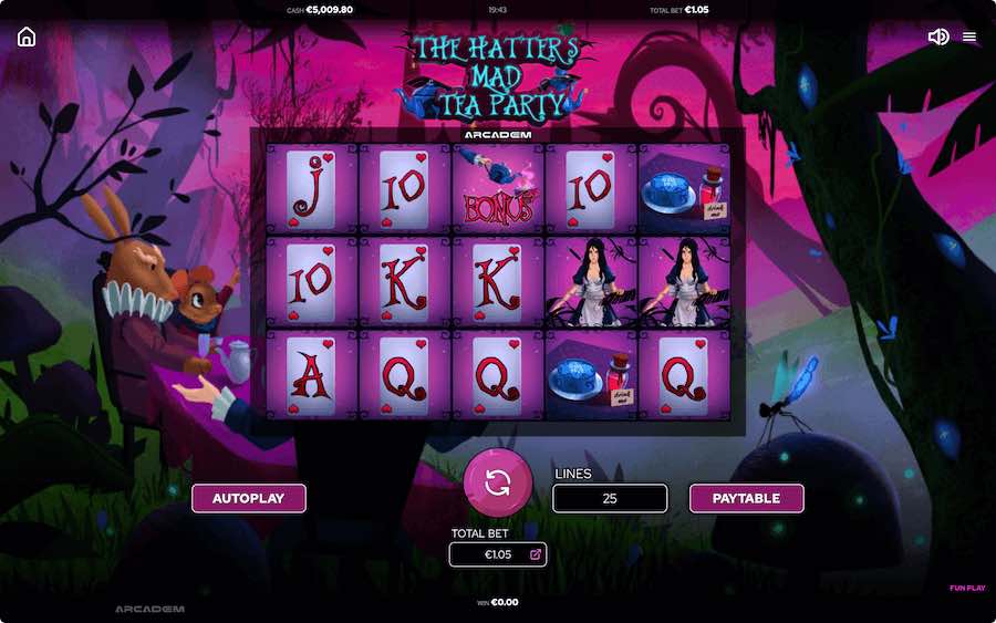 Play With 5 Reels, 25 Paylines, And Win Up To 4,000x Your Bet In Arcadem's The Hatters Mad Tea Party Online Slot