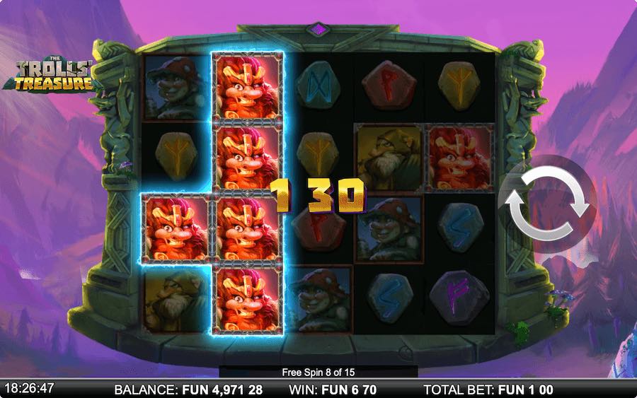 Spin 3 Scatter Symbols In View To Trigger The Free Spins Feature On The Troll's Treasure Video Slot