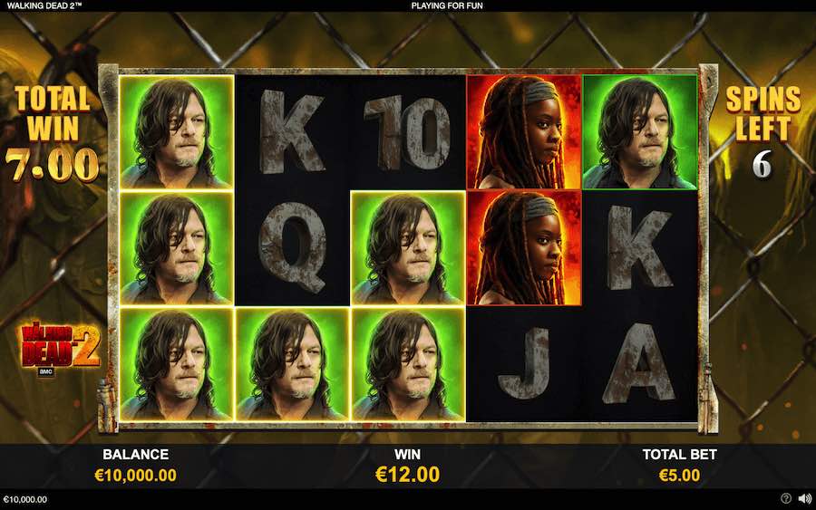 Play 1 Of 5 Free Spins Features On The Walking Dead 2 Video Slot When The Bonus Round Has Been Triggered