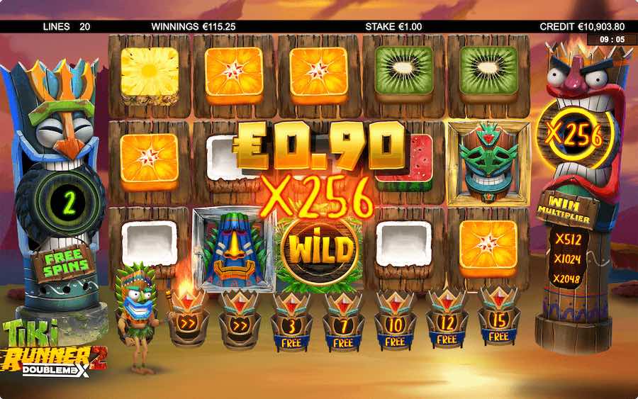 Multipliers Will Not Be Reset During The Free Spins Feature On Tiki Runner 2 Doublemax Video Slot