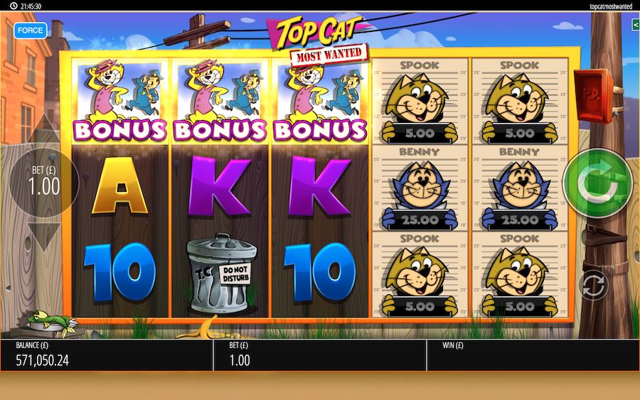 3 Or More Scatter Symbols Will Trigger The Free Spin Feature On Top Cat Most Wanted