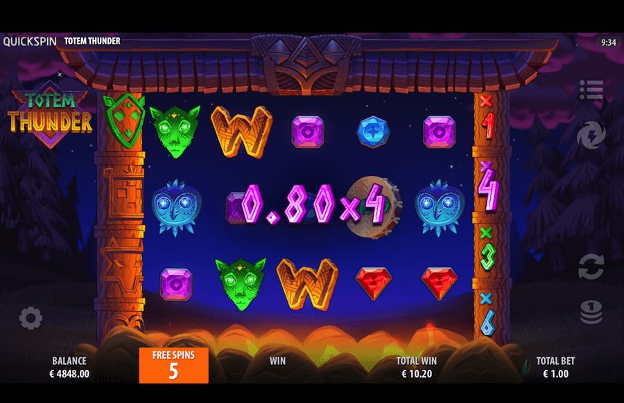 A Minimum Of 3 Scatter Symbols Are Required To Trigger The Free Spins Feature On Totem Thunder Video Slot