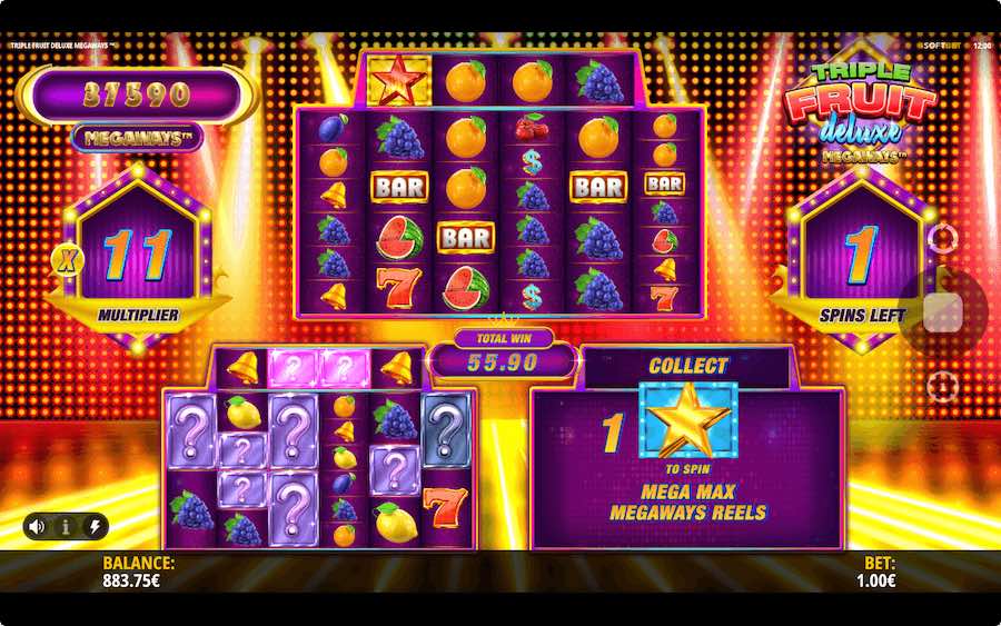 Land 3 Or More Diamond Scatter Symbols To Trigger The Free Spins Feature On Triple Fruit Deluxe Megaways Video Slot