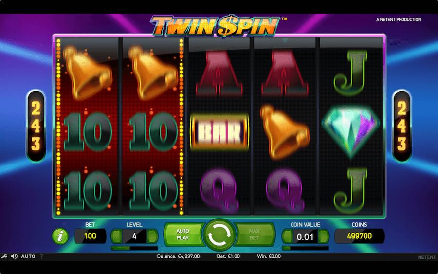 Play With 5 Reels, 243 Paylines, And Win Up To 1,080x Your Bet On Netent Gaming's Twin Spin Online Slot