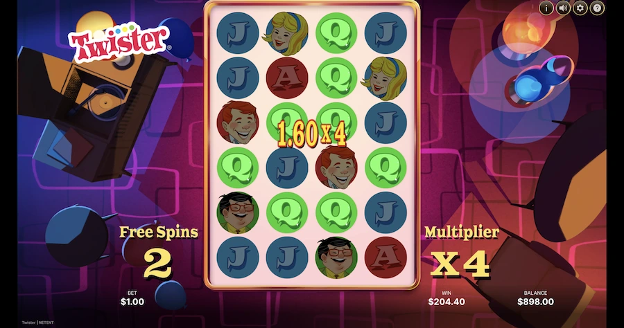 Twister slot free spins feature