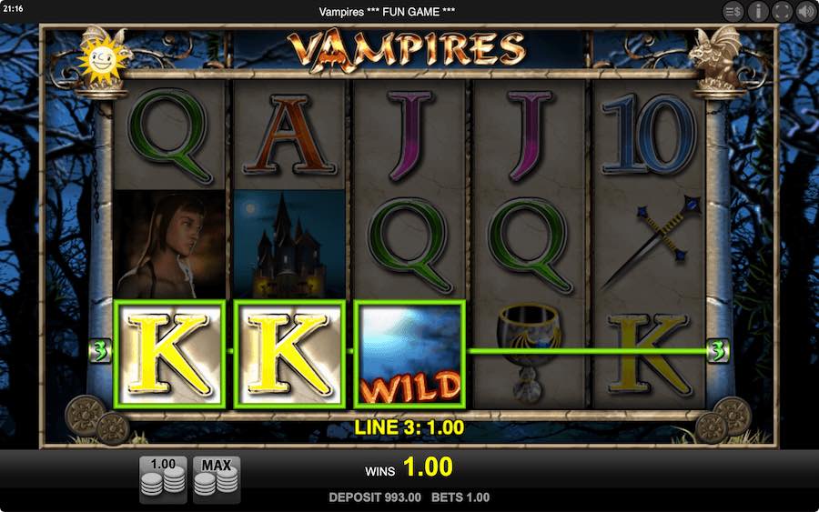 Play With 5 Active Paylines In The Base Game And Free Spins Feature On Vampires Slot From Merkur Gaming