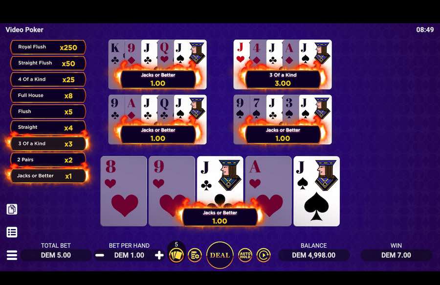 Evoplay's Video Poker Gameplay