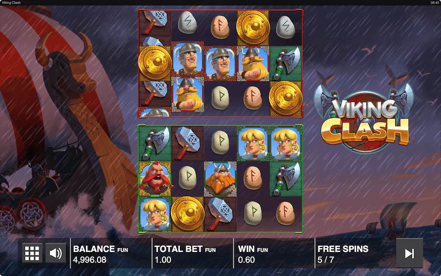 Land 3 Scatter Symbols On Either Set Of Reels To Trigger The Free Spins Feature In Viking Clash Video Slot