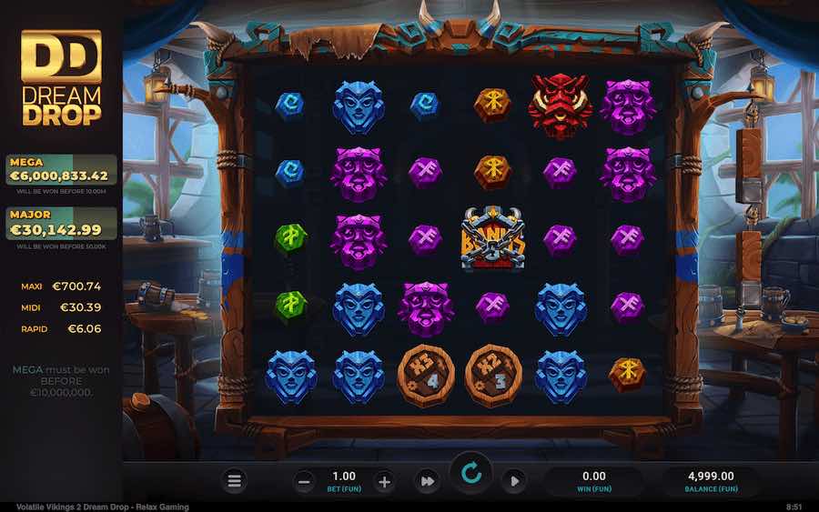 Play With 6 Reels, The Cluster Pays Engine, And Be In With A Chance Of Winning A Progressive Jackpot In Volatile Vikings 2 Dream Drop Online Slot From Provider Relax Gaming