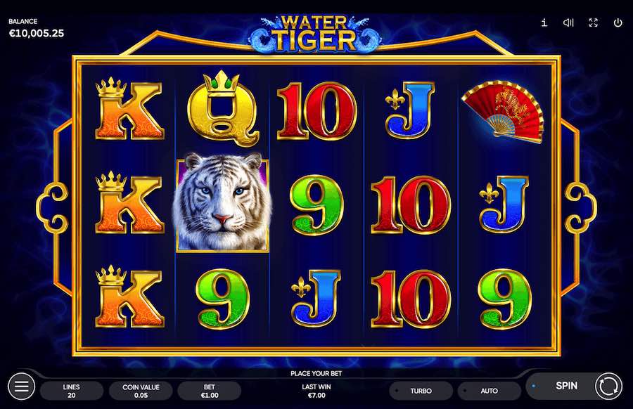 Play With 5 Reels, 20 Paylines And Win Up To 1,000x Your Bet In The Water Tiger Online Slot From Game Provider Endorphina