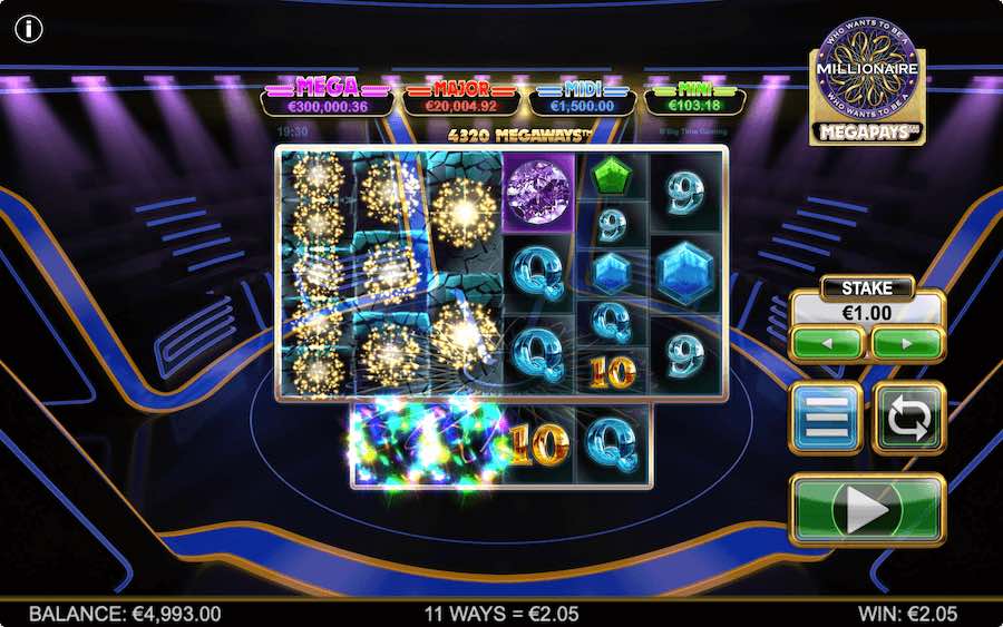 Cascading Reels Feature In Both The Base Game And Free Spin Feature In Who Wants To Be A Millionaire Megapays