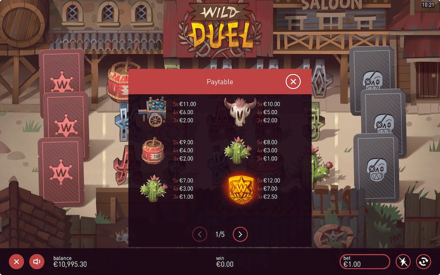 Paytable For Wild Duel Slot