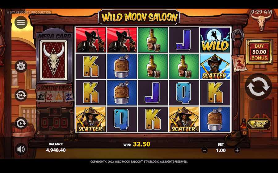 Play With 5 Reels, 50 Paylines, And Win Up To 10,000x Your Bet In Wild Moon Saloon Online Slot From Game Provider Stakelogic